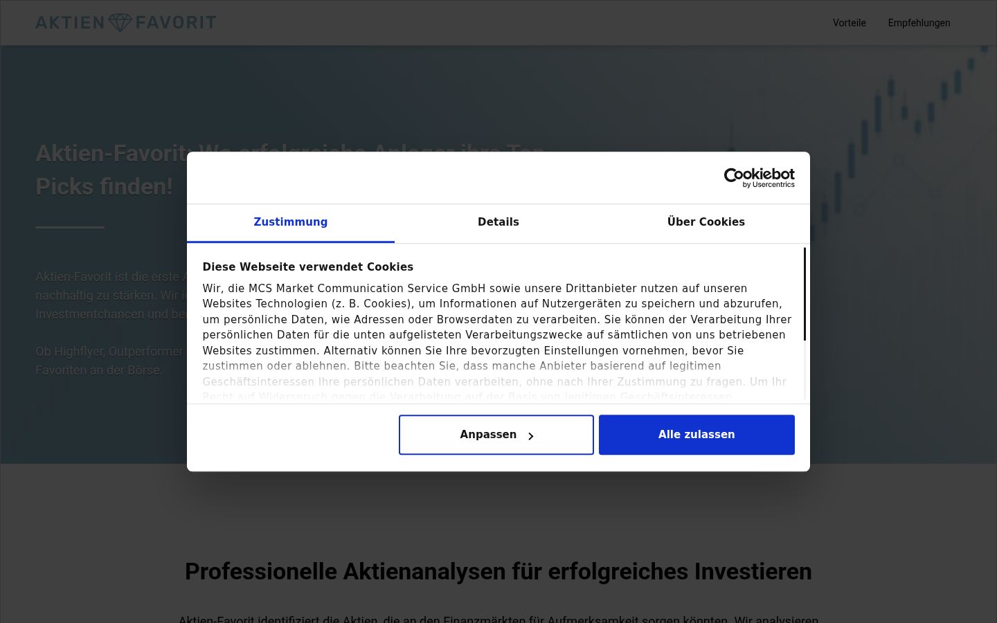 Skärmbild av samtyckesbannern som visades före någon interaktion