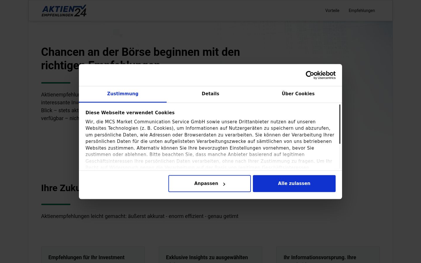 Ekrānuzņēmums ar piekrišanas baneri, kas tika rādīts pirms jebkādas mijiedarbības