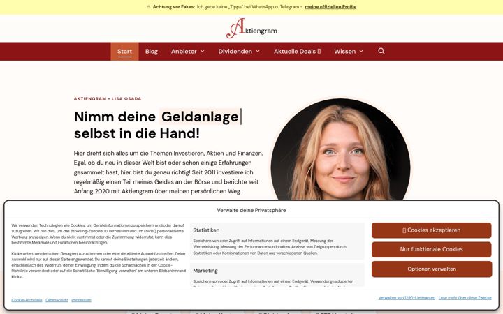 Screenshot stránky aktiengram.de