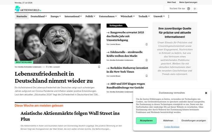 Screenshot of aktienworld.de