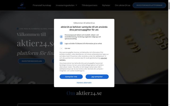 Screenshot of aktier24.se
