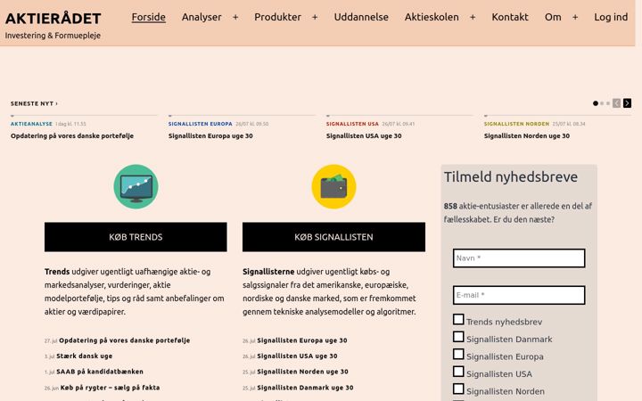 Screenshot stránky aktieraadet.dk