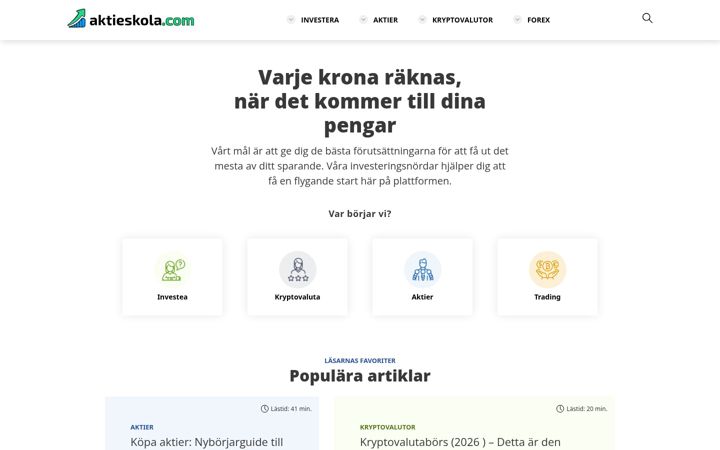 Screenshot of aktieskola.com
