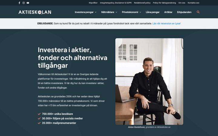 Screenshot of aktieskolan.se
