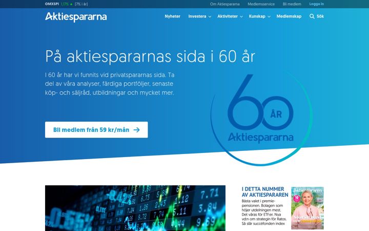 Screenshot of aktiespararna.se