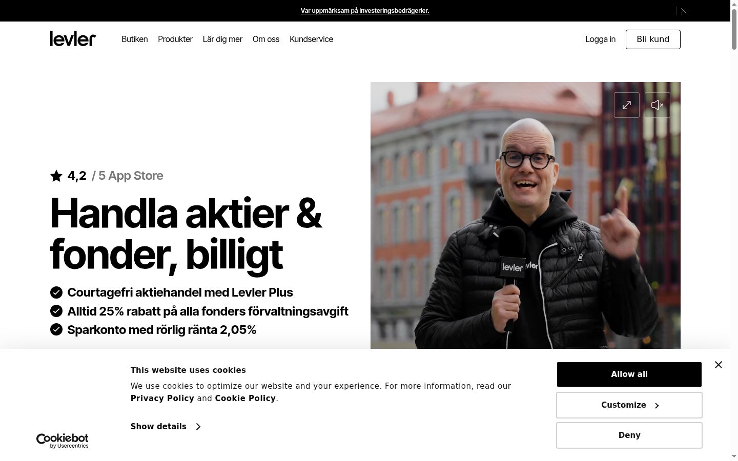 Ekrānuzņēmums ar piekrišanas baneri, kas tika rādīts pirms jebkādas mijiedarbības