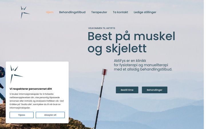 Screenshot stránky aktifys.no