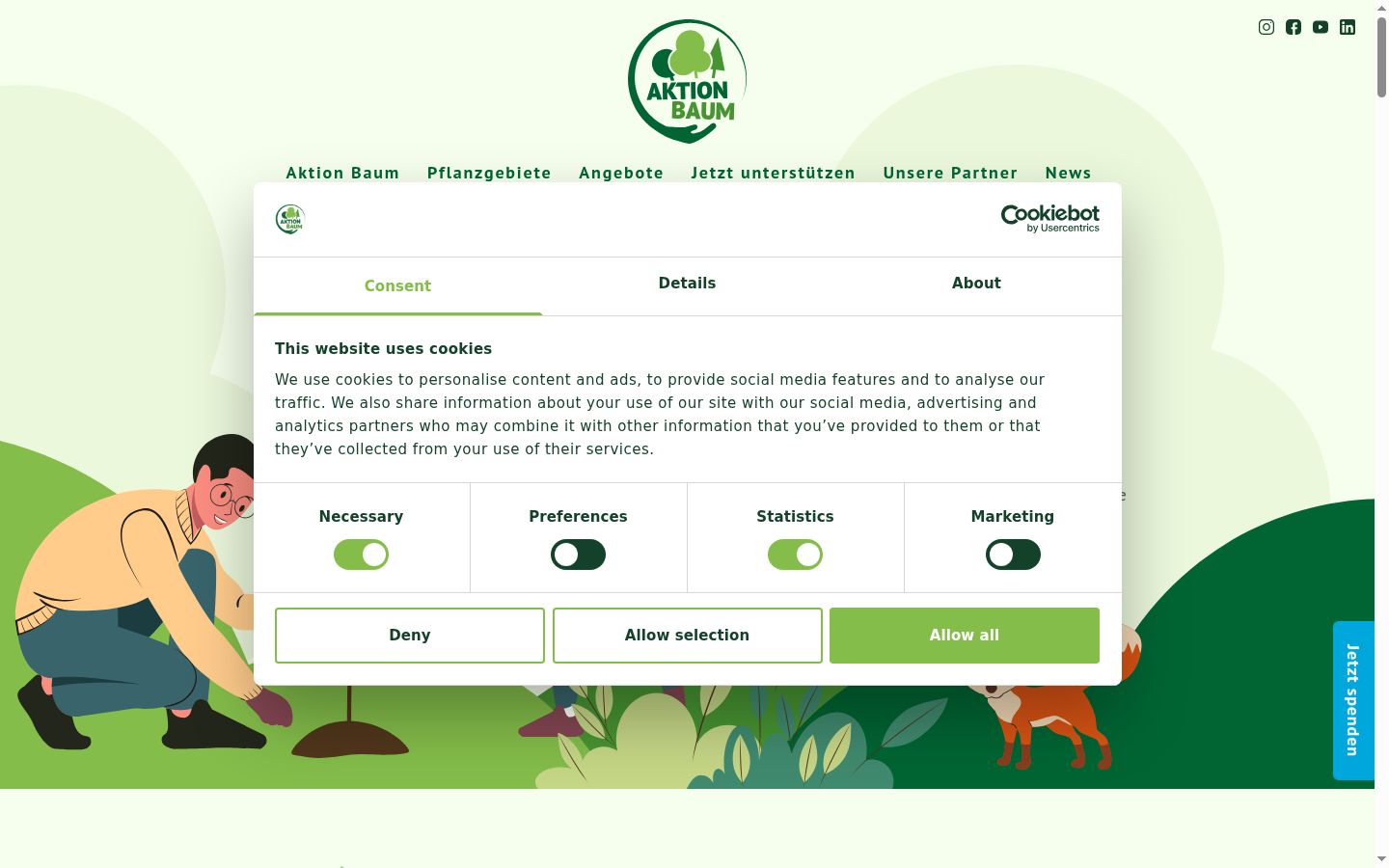 Screenshot of the consent banner shown before any interaction
