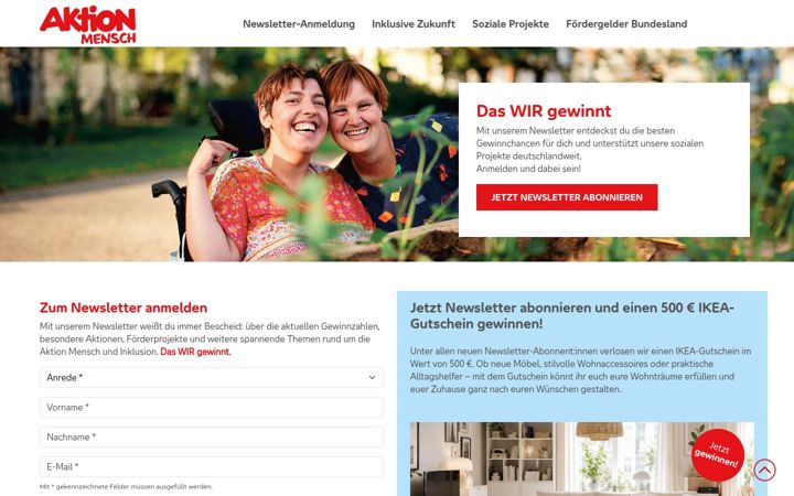 Екранна снимка на aktion-mensch-newsletter.de