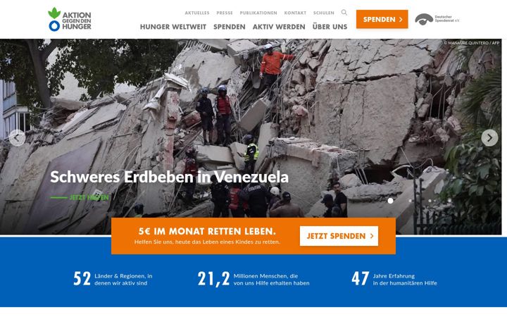 Screenshot von aktiongegendenhunger.de