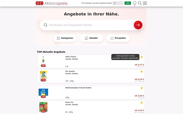 Screenshot of aktionspreis.de