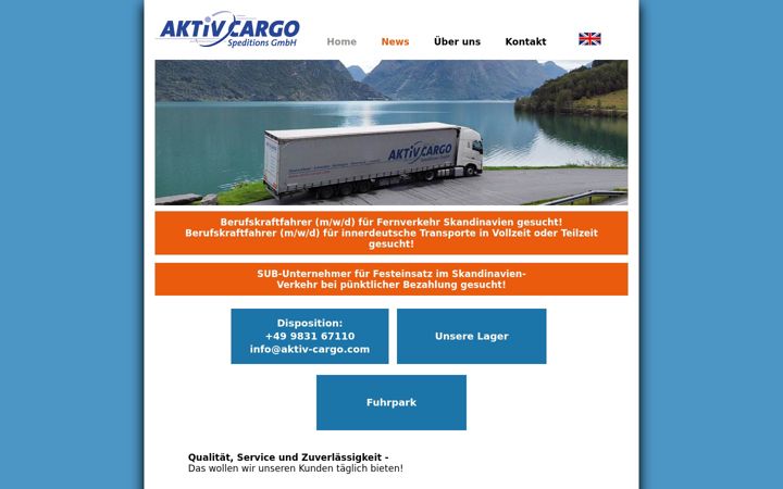 Screenshot of aktiv-cargo.com