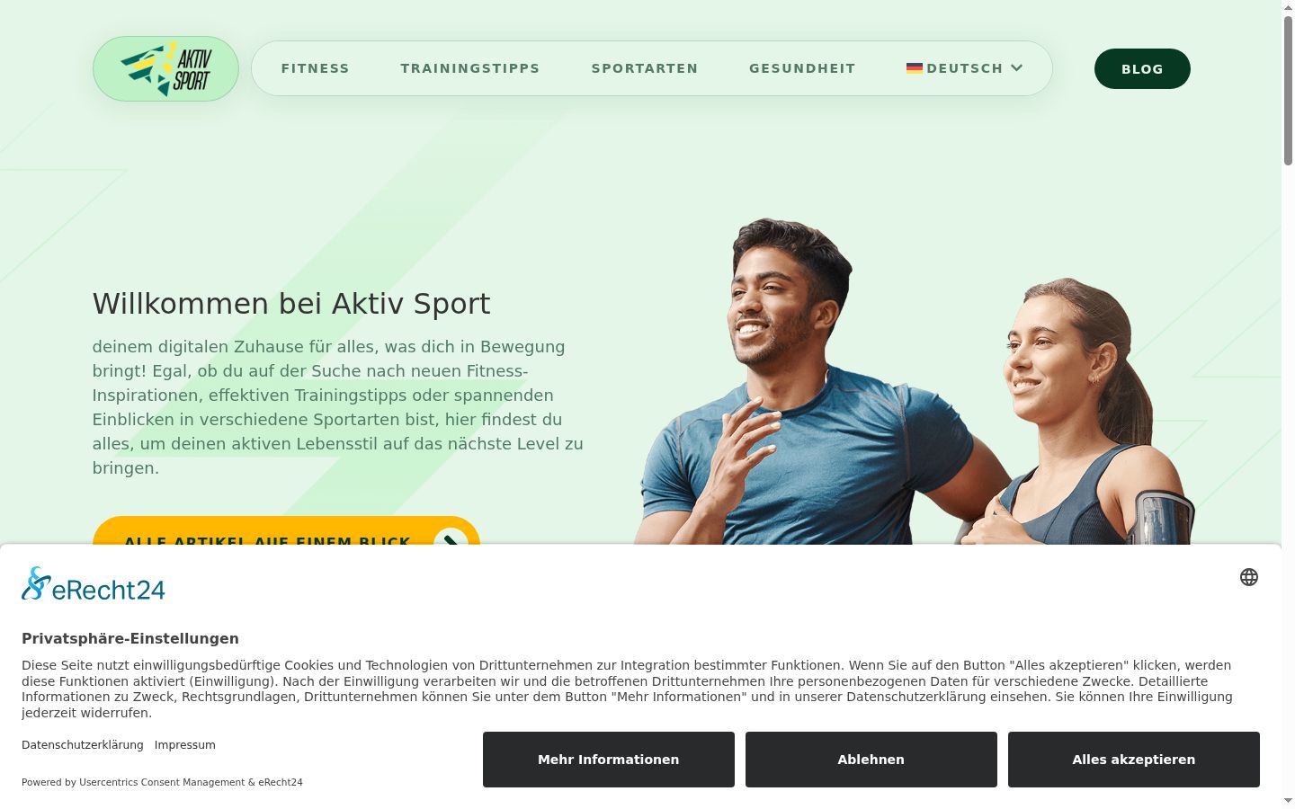 Screenshot of the consent banner shown before any interaction