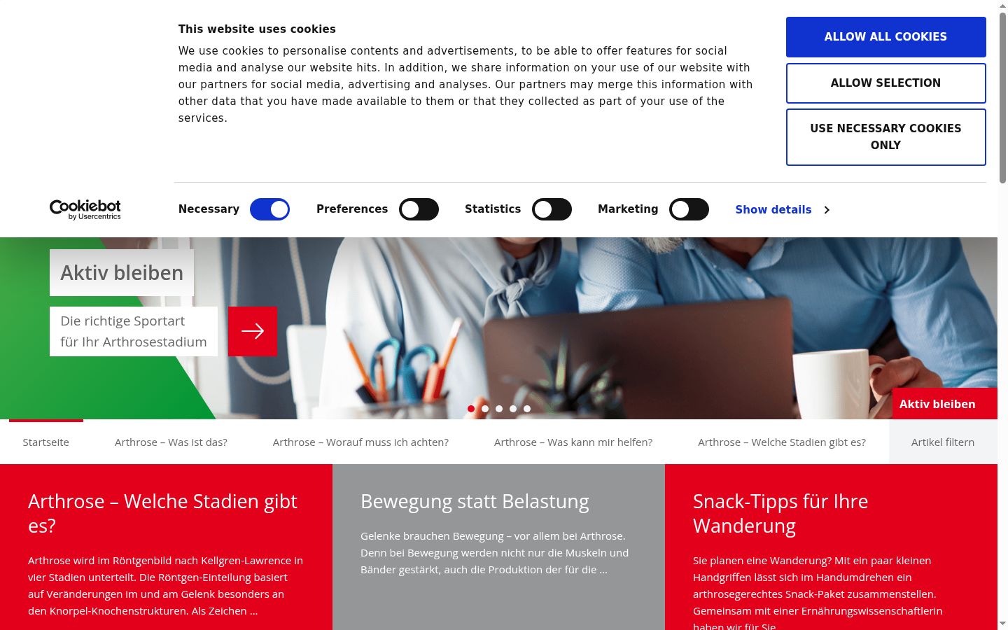 Screenshot of the consent banner shown before any interaction