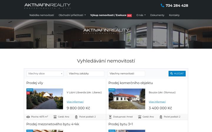 Screenshot of aktivafin-reality.cz