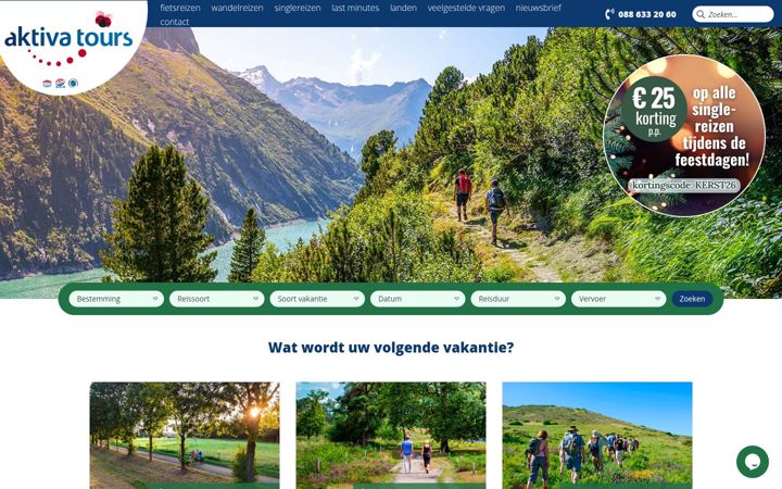 Skærmbillede af aktivatours.nl
