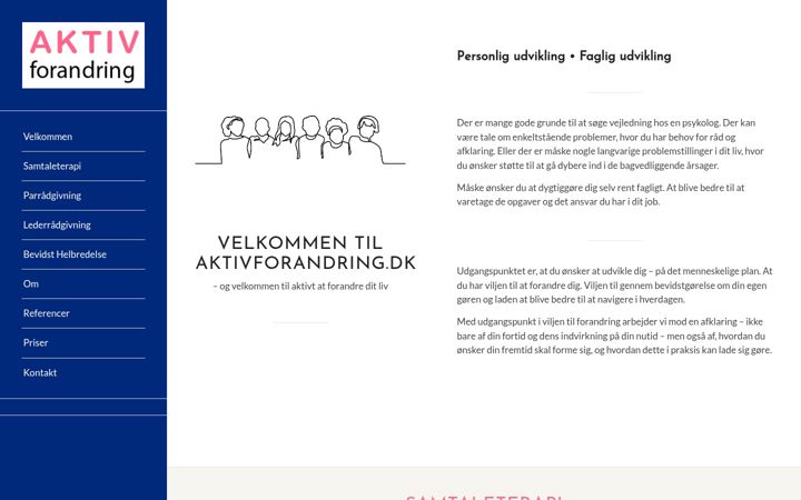 Screenshot of aktivforandring.dk