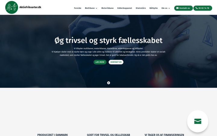 Kuvakaappaus sivustosta aktivfrikvarter.dk