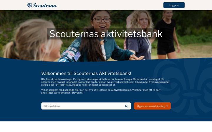 Skjermbilde av aktivitetsbanken.se
