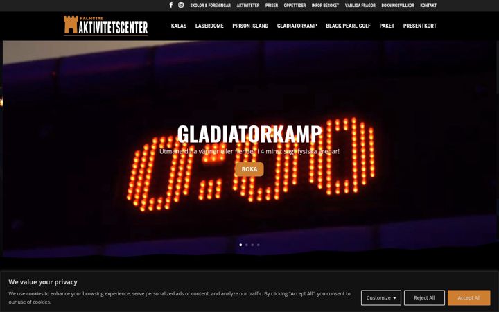 Screenshot of aktivitetscenter.nu