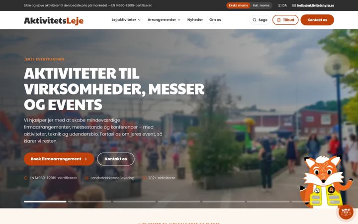 Screenshot of aktivitetsleje.dk