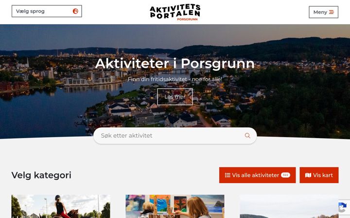 Screenshot of aktivitetsportalenporsgrunn.no