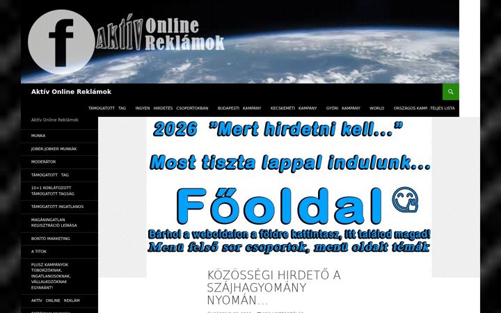 Ekrano kopija aktivonlinereklamok.hu
