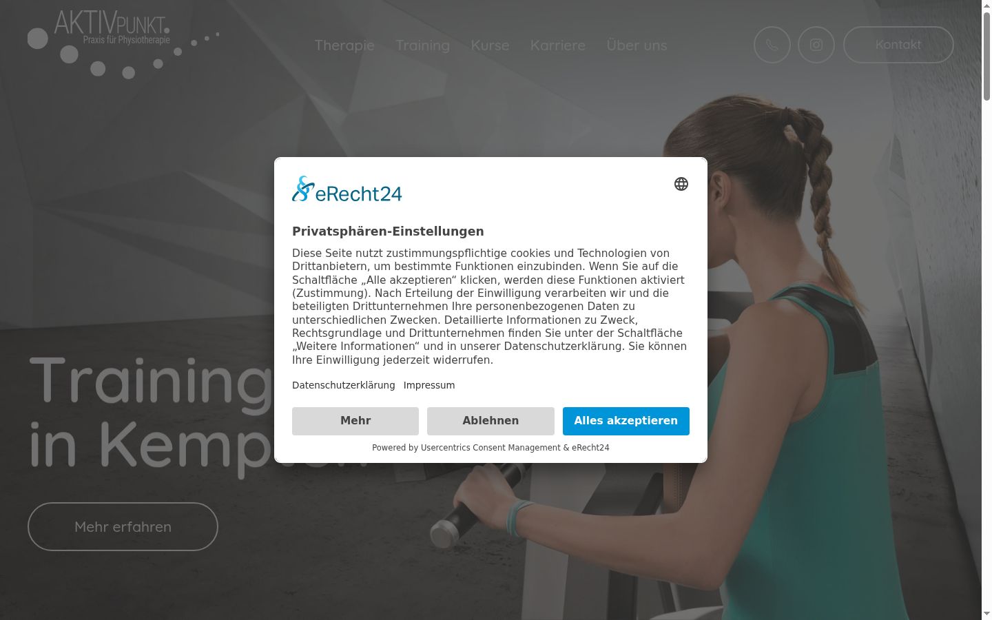 Screenshot του banner συγκατάθεσης που εμφανίστηκε πριν από οποιαδήποτε αλληλεπίδραση