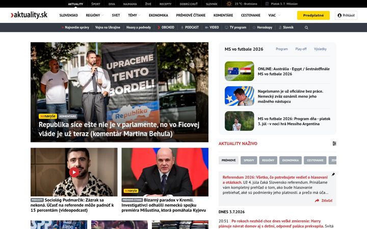 Snimka zaslona za aktuality.sk
