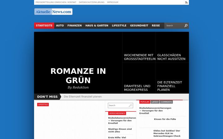 Captură de ecran a aktuelle-news.com