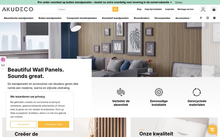 Kuvakaappaus sivustosta akudeco.com