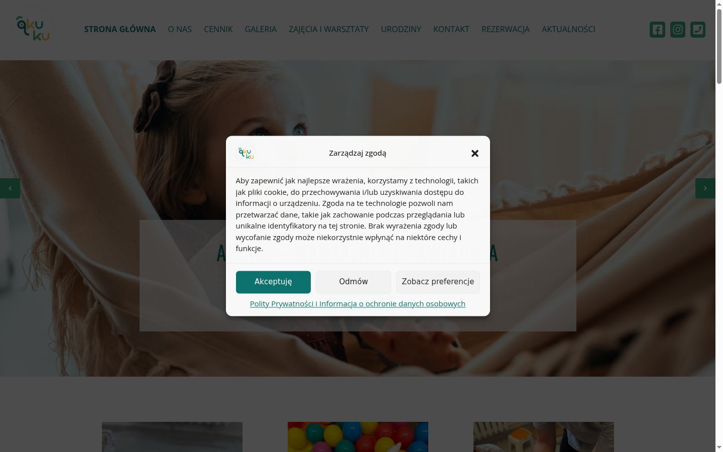Screenshot of the consent banner shown before any interaction