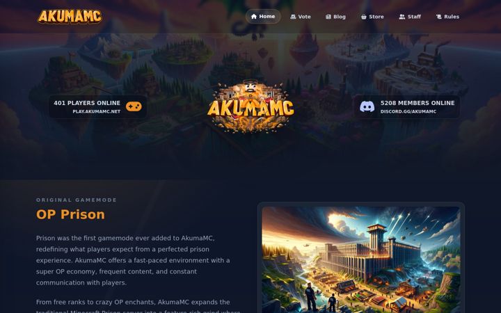 Screenshot of akumamc.net