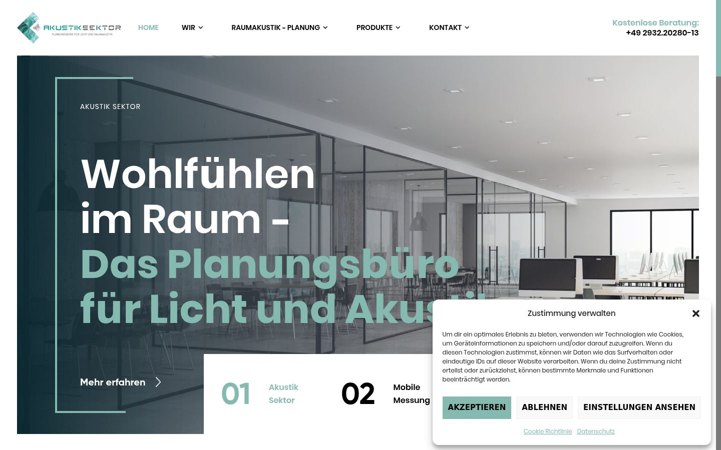 Screenshot des Einwilligungsbanners vor jeglicher Interaktion