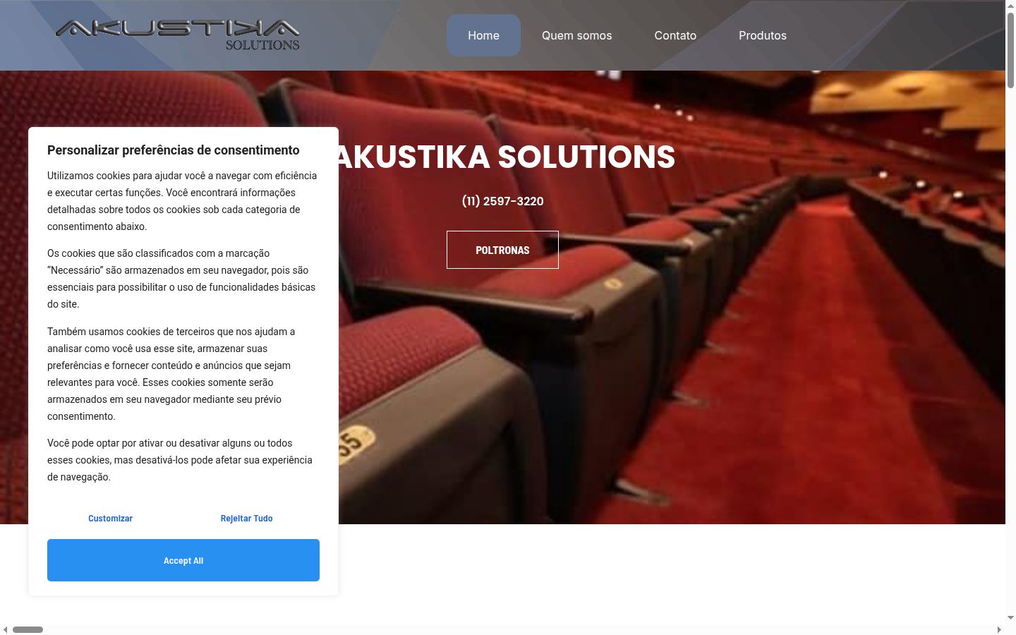 Skärmbild av samtyckesbannern som visades före någon interaktion