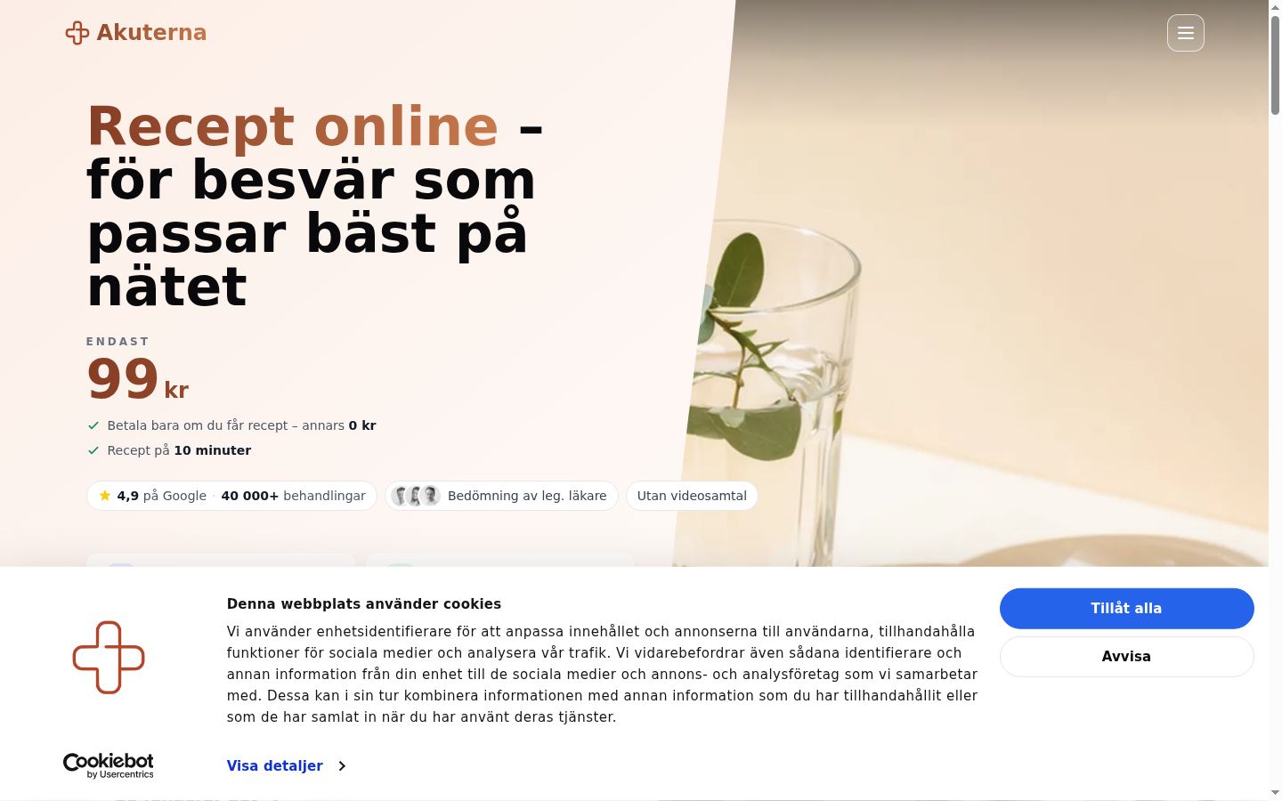 Screenshot del banner di consenso mostrato prima di qualsiasi interazione