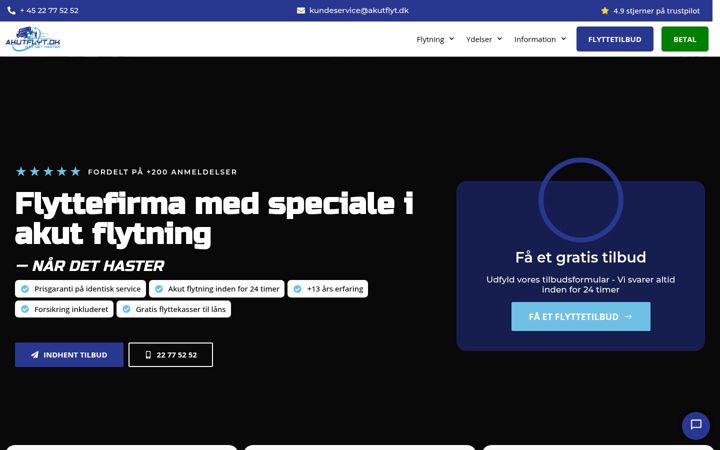 Ekrano kopija akutflyt.dk