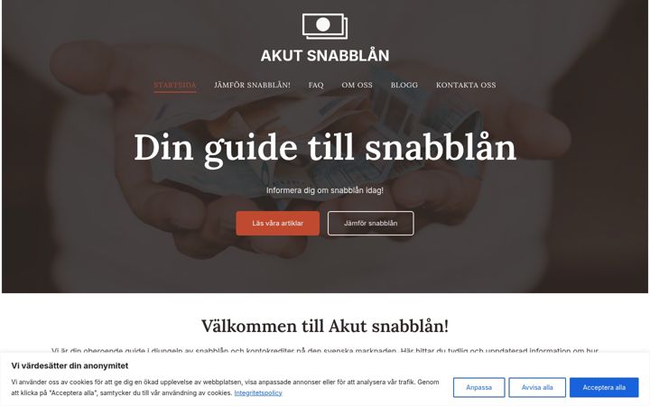 Ekrano kopija akutsnabblan.se