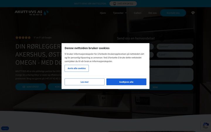 Screenshot of akutt-vvs.no