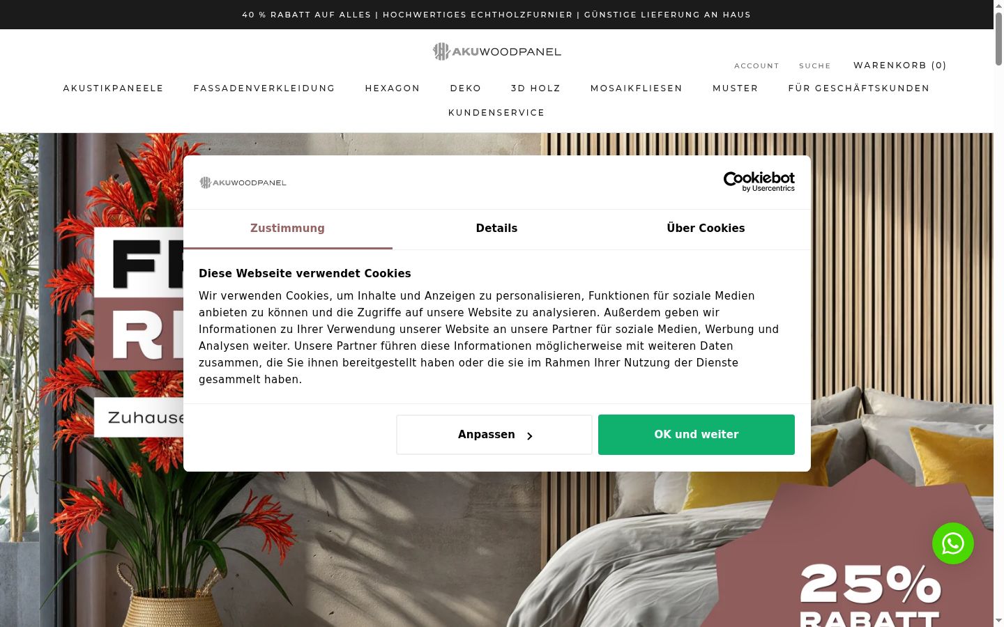 Skærmbillede af samtykkebanneret, som det blev vist før nogen interaktion