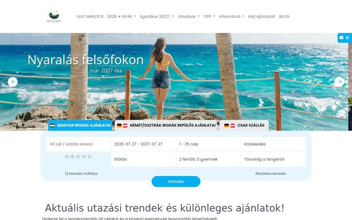 Screenshot of akvamarintravel.hu