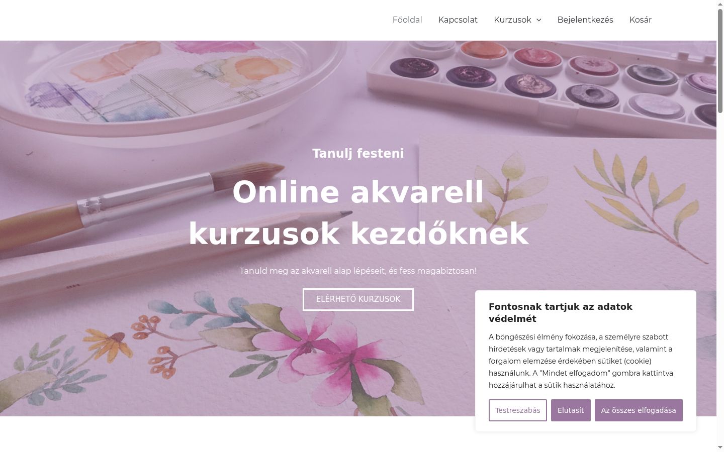 Képernyőkép a bármilyen interakció előtt megjelenő hozzájárulási bannerről