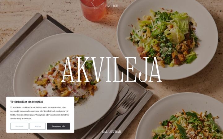 Screenshot of akvilejarestaurang.se