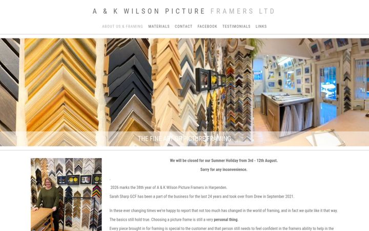 Screenshot of akwilsonpictureframers.com