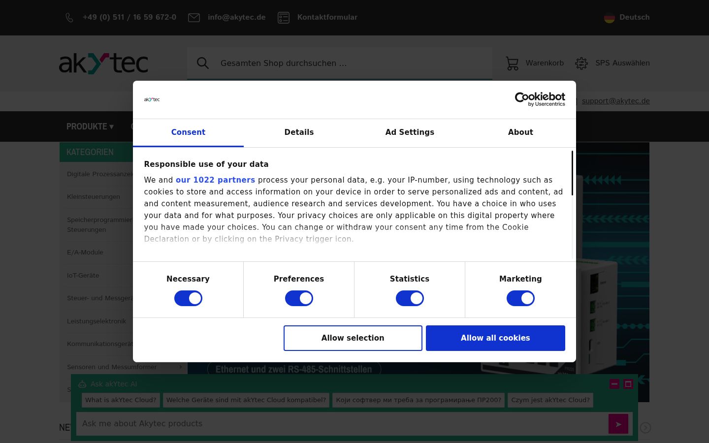 Capture d'écran de la bannière de consentement affichée avant toute interaction