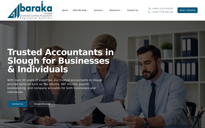 Screenshot ta' al-baraka.co.uk