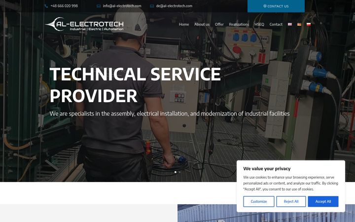 Snímek obrazovky al-electrotech.com