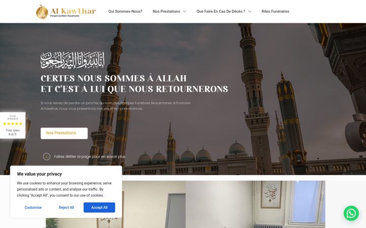 Screenshot stránky al-kawthar.fr