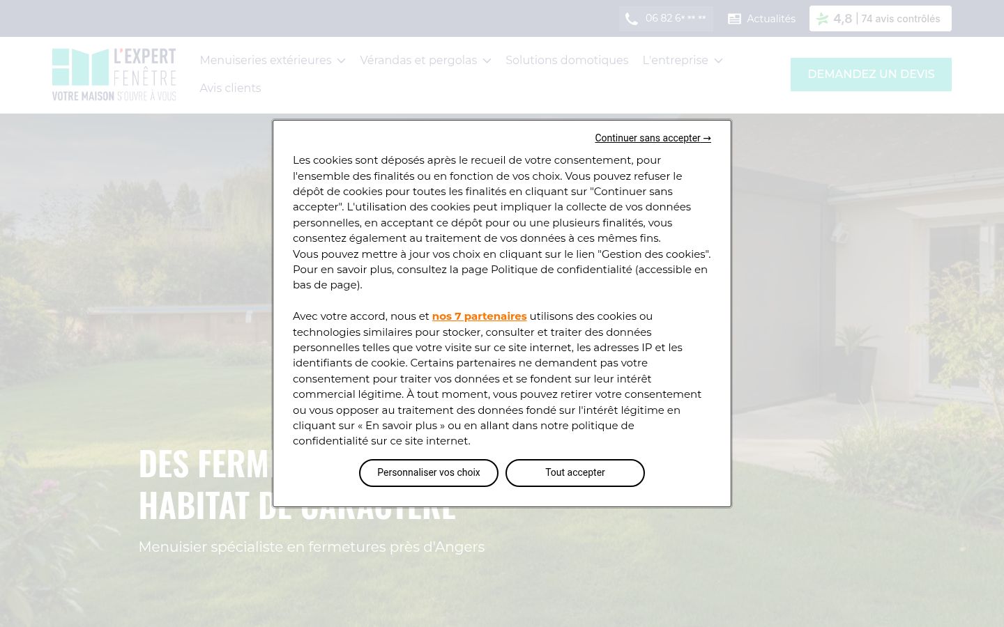 Screenshot del banner di consenso mostrato prima di qualsiasi interazione
