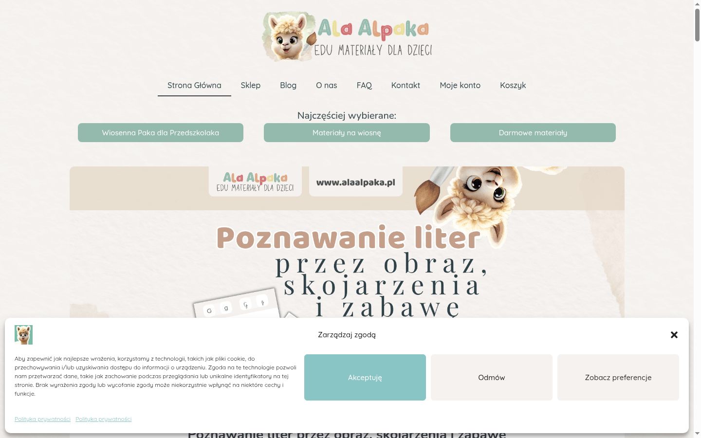 Snimka zaslona bannera za privolu prikazanog prije bilo kakve interakcije